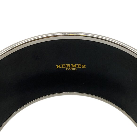 Hermes Green / Burgundy Brandenburg Cuff Enamel Extra Wide Bangle - Picture 3 of 5